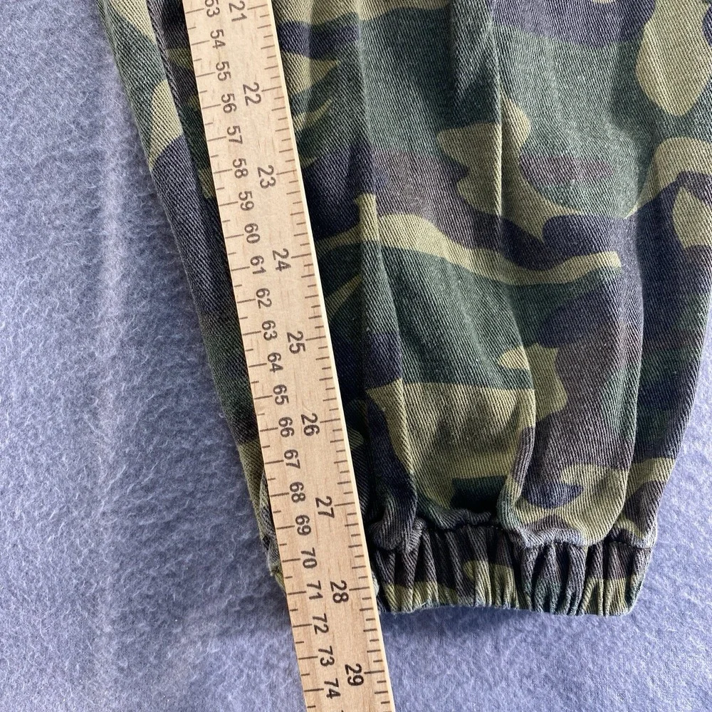 Fashion Nova Cargo Jogger Pants Mens Large Green Camo Adjustable Waist P1753